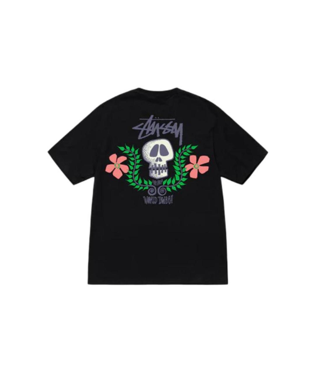 STUSSY Черная хлопковая футболка, фото 2