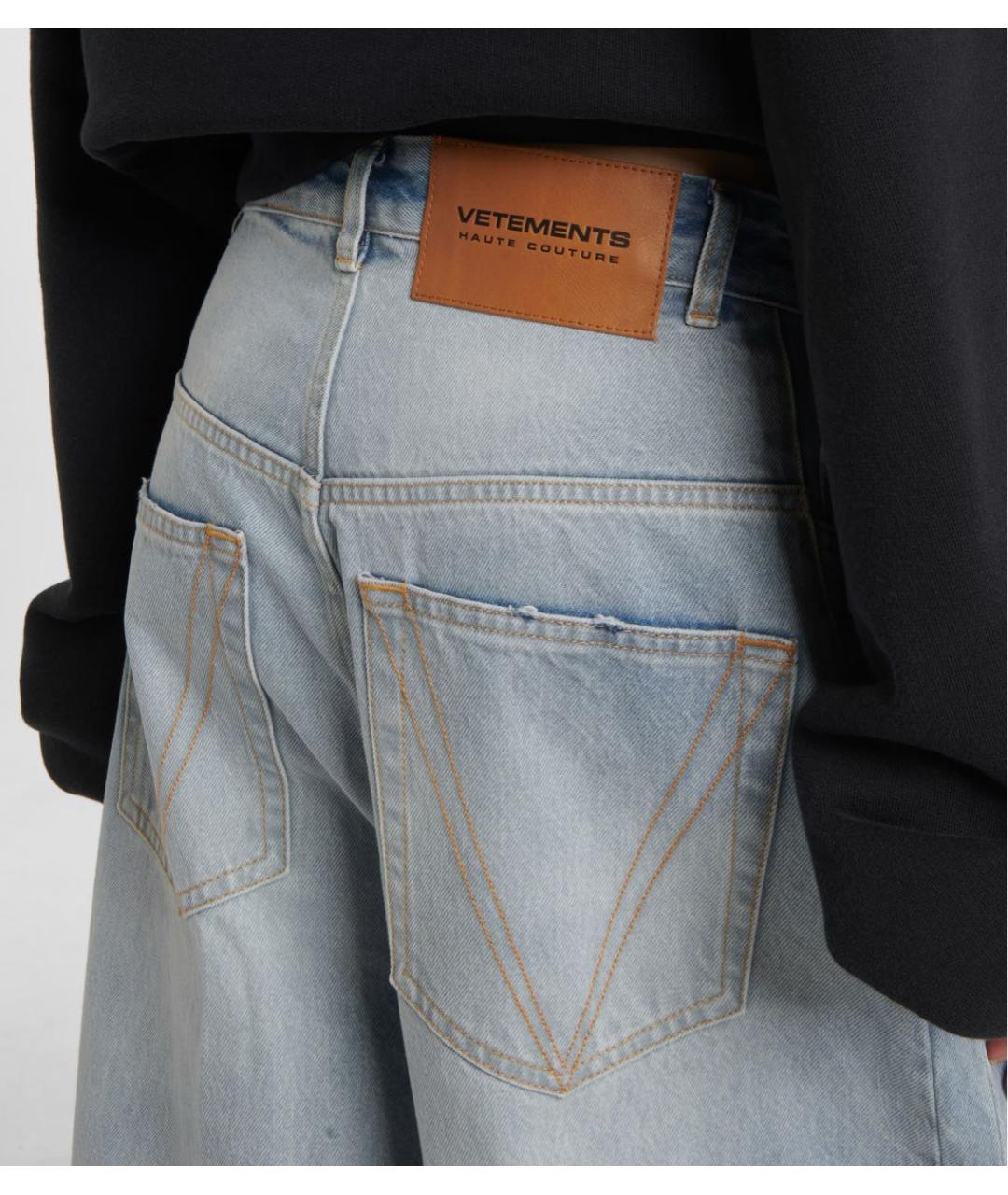 VETEMENTS Голубые хлопковые прямые джинсы, фото 3