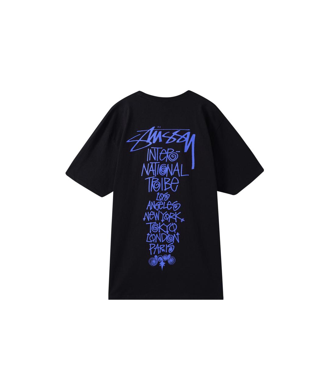 STUSSY Черная хлопковая футболка, фото 2