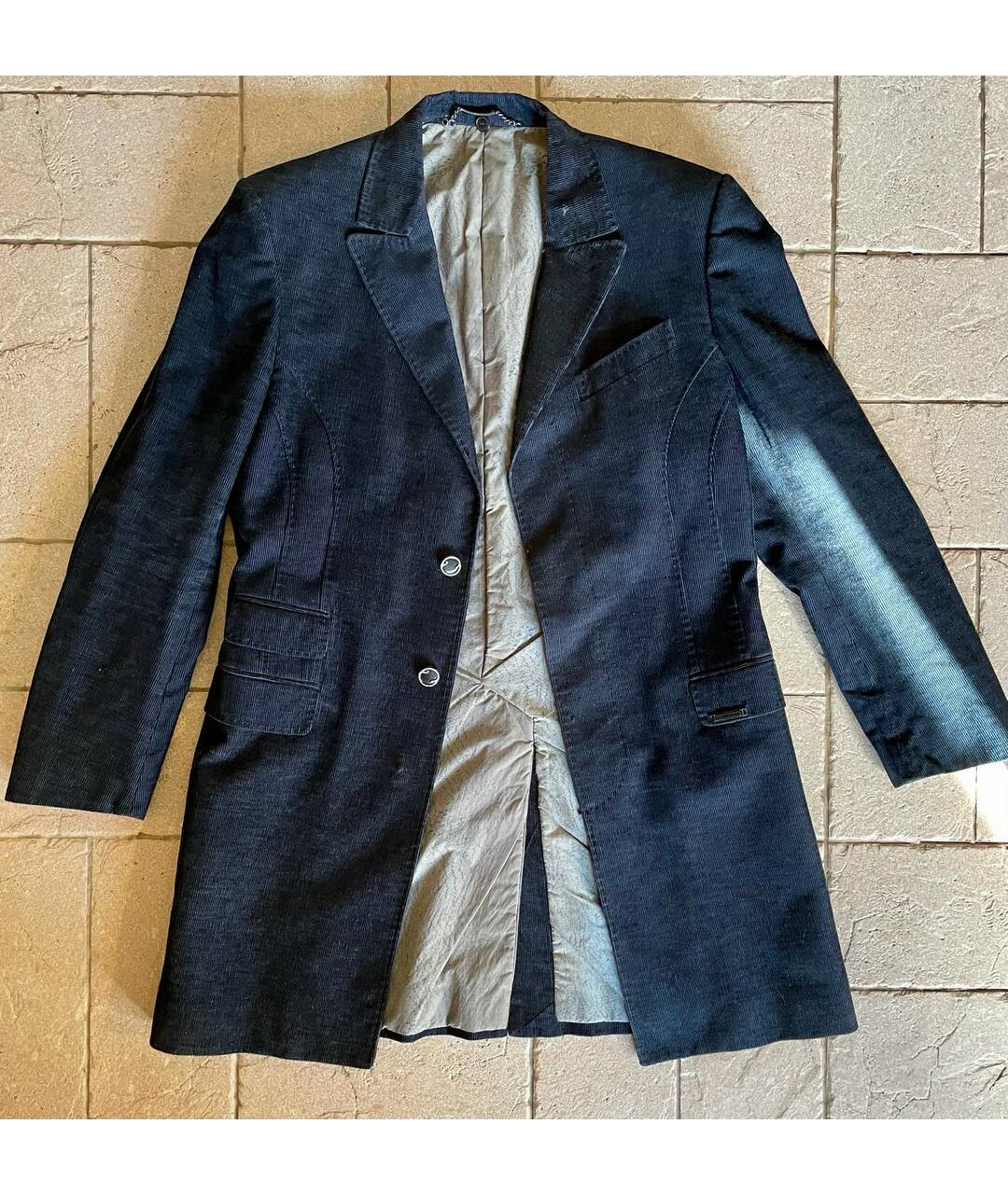 CAVALLI CLASS Темно-синее шерстяное пальто, фото 5
