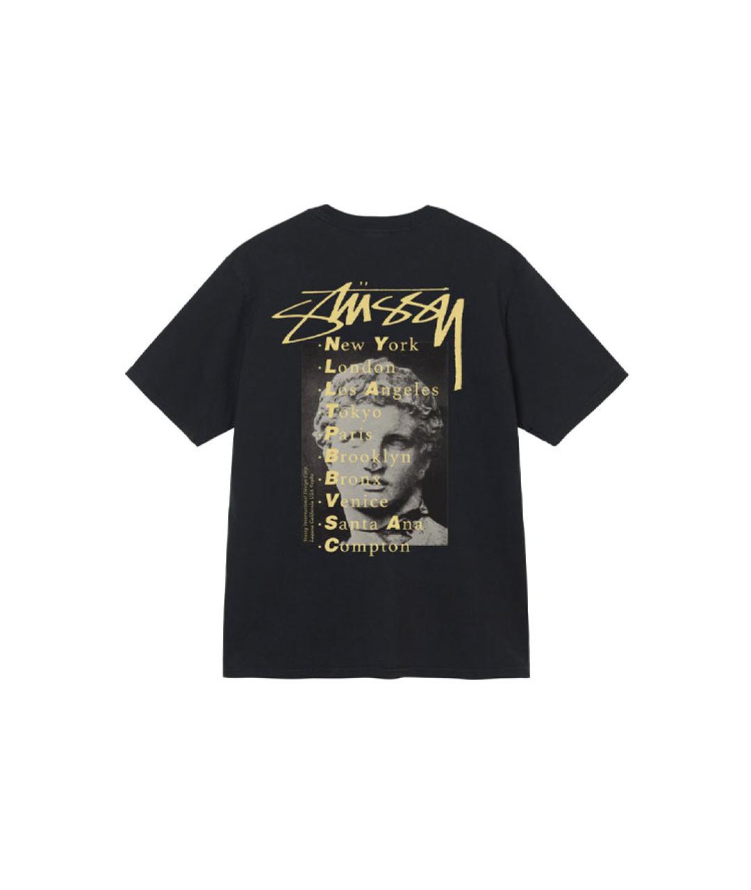 STUSSY Черная хлопковая футболка, фото 2