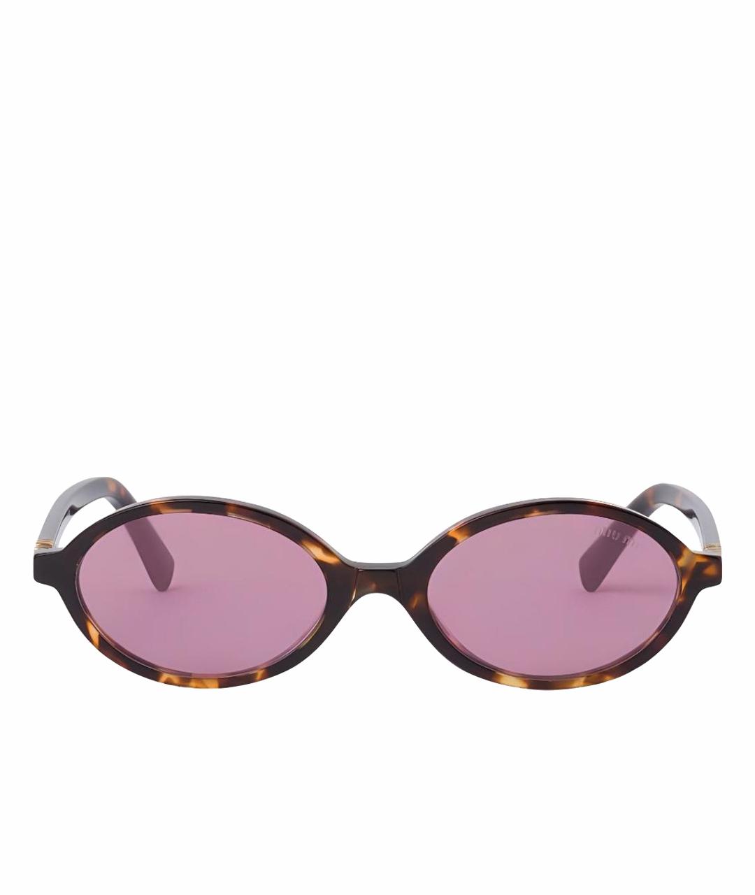 MIU MIU Коричневые пластиковые солнцезащитные очки, фото 1