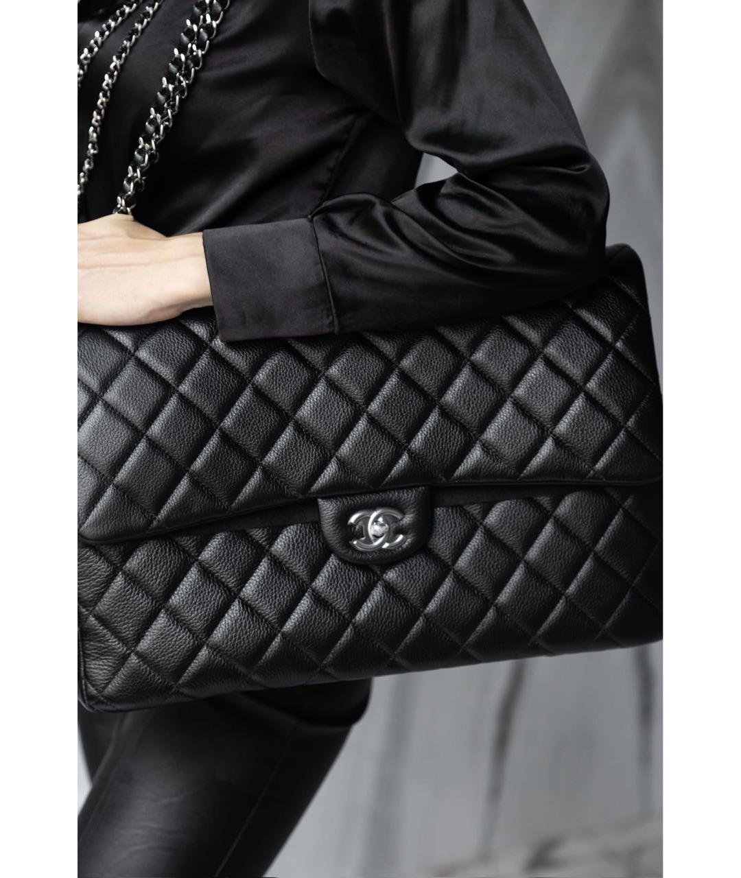 CHANEL Черная кожаная сумка тоут, фото 2