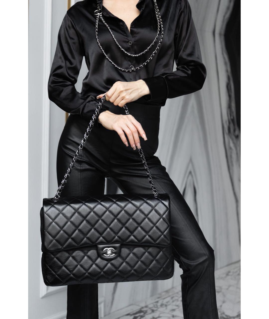 CHANEL Черная кожаная сумка тоут, фото 5
