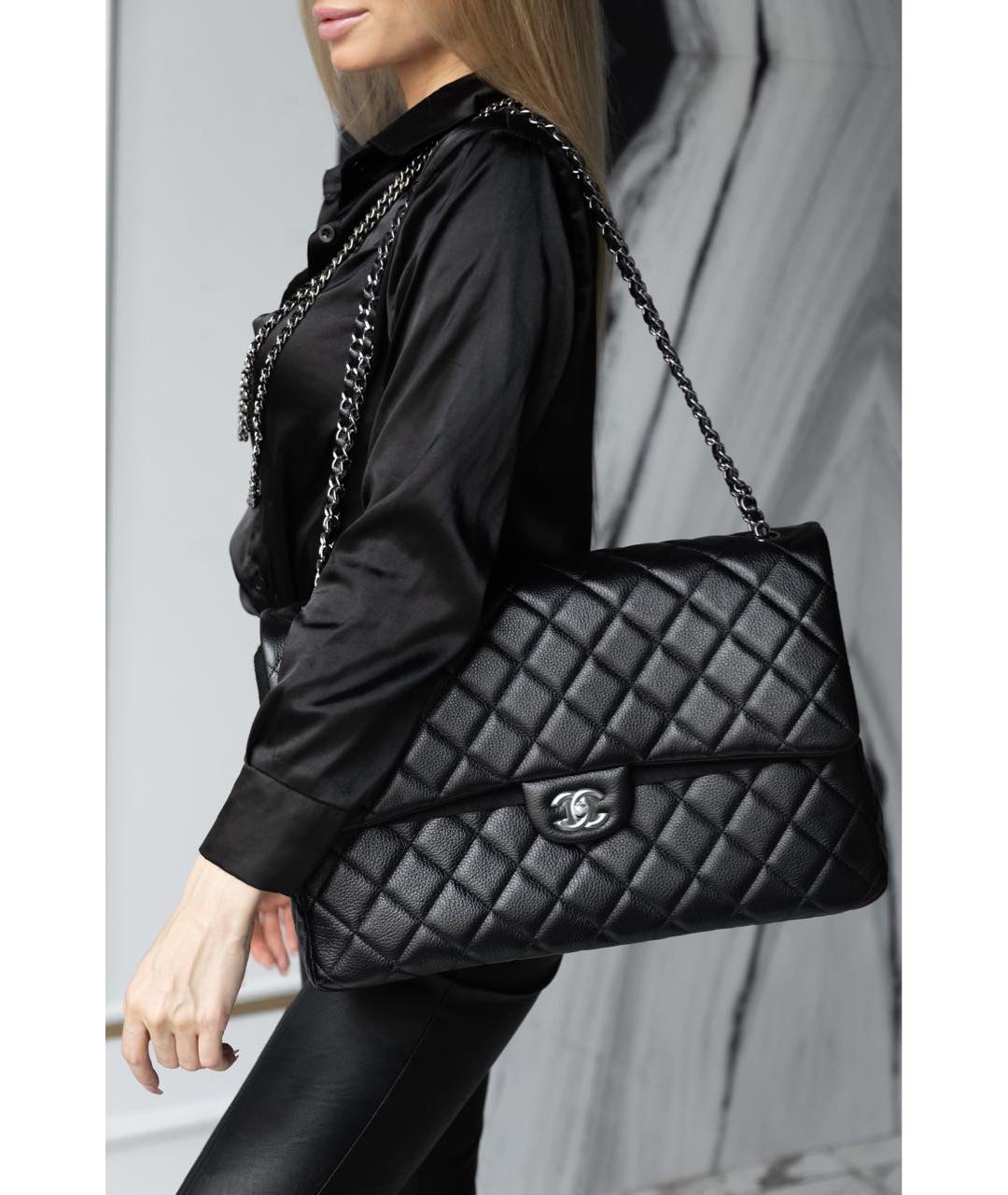 CHANEL Черная кожаная сумка тоут, фото 4