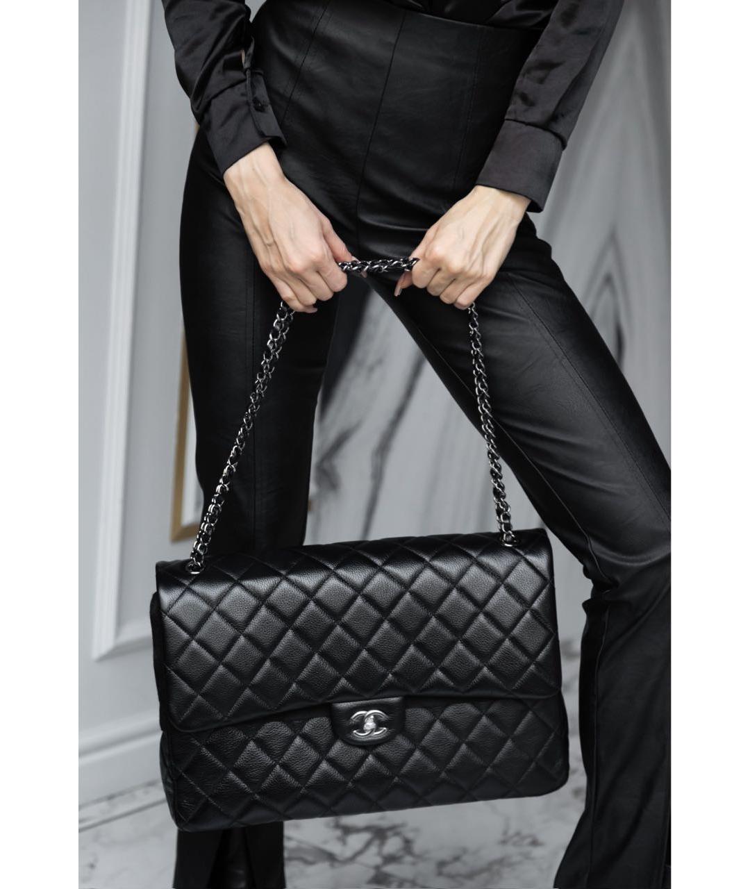 CHANEL Черная кожаная сумка тоут, фото 6