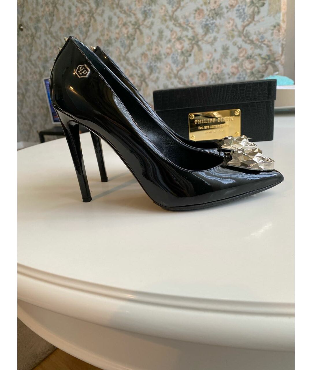 PHILIPP PLEIN Черные кожаные туфли, фото 9