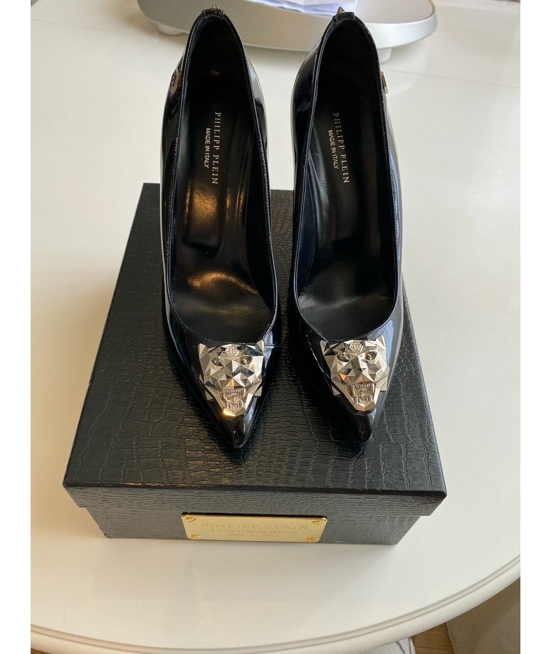 PHILIPP PLEIN Черные кожаные туфли, фото 8