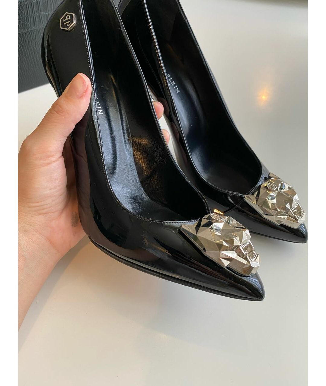 PHILIPP PLEIN Черные кожаные туфли, фото 5