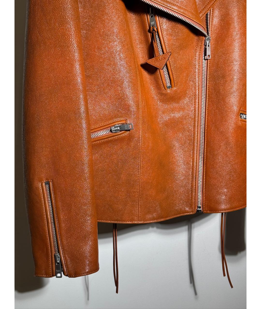 PRADA Коричневая кожаная куртка, фото 7