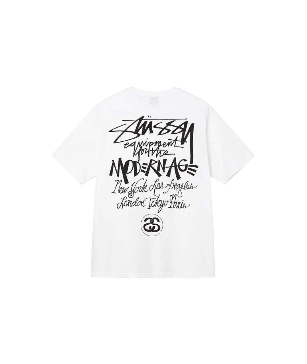 STUSSY Белая хлопковая футболка, фото 2