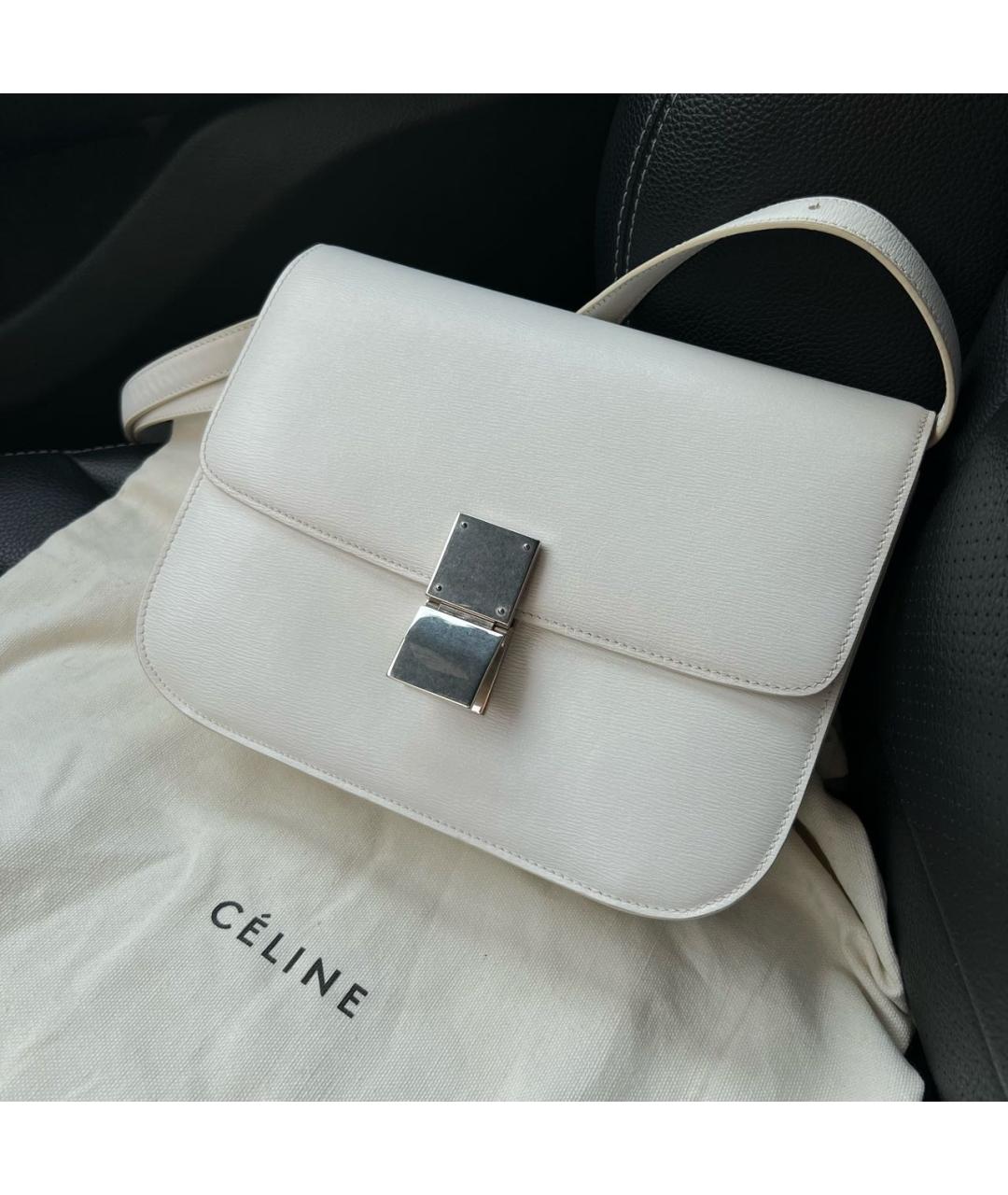 CELINE Белая кожаная сумка через плечо, фото 2