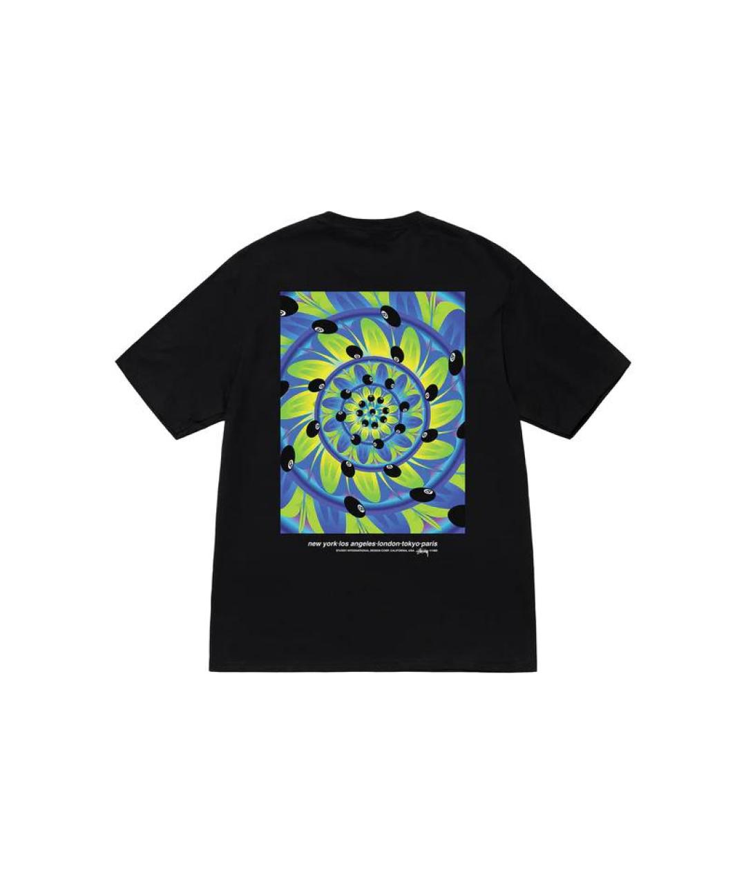 STUSSY Черная хлопковая футболка, фото 2