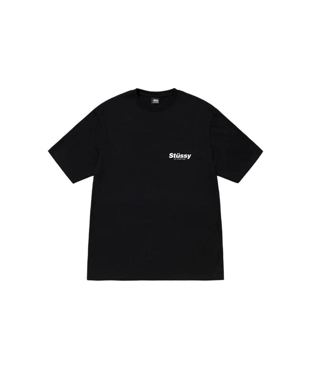 STUSSY Черная хлопковая футболка, фото 1