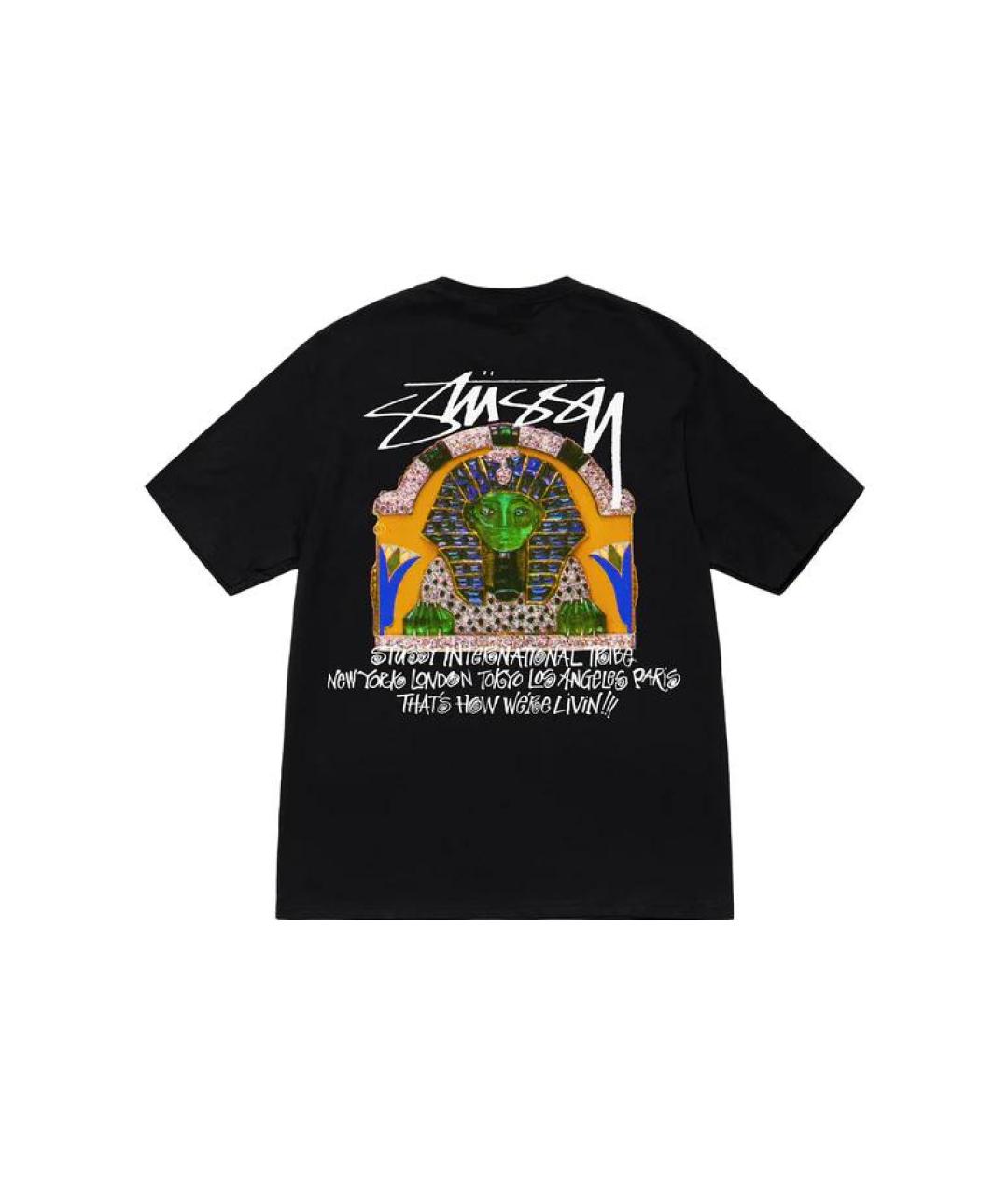 STUSSY Черная хлопковая футболка, фото 2