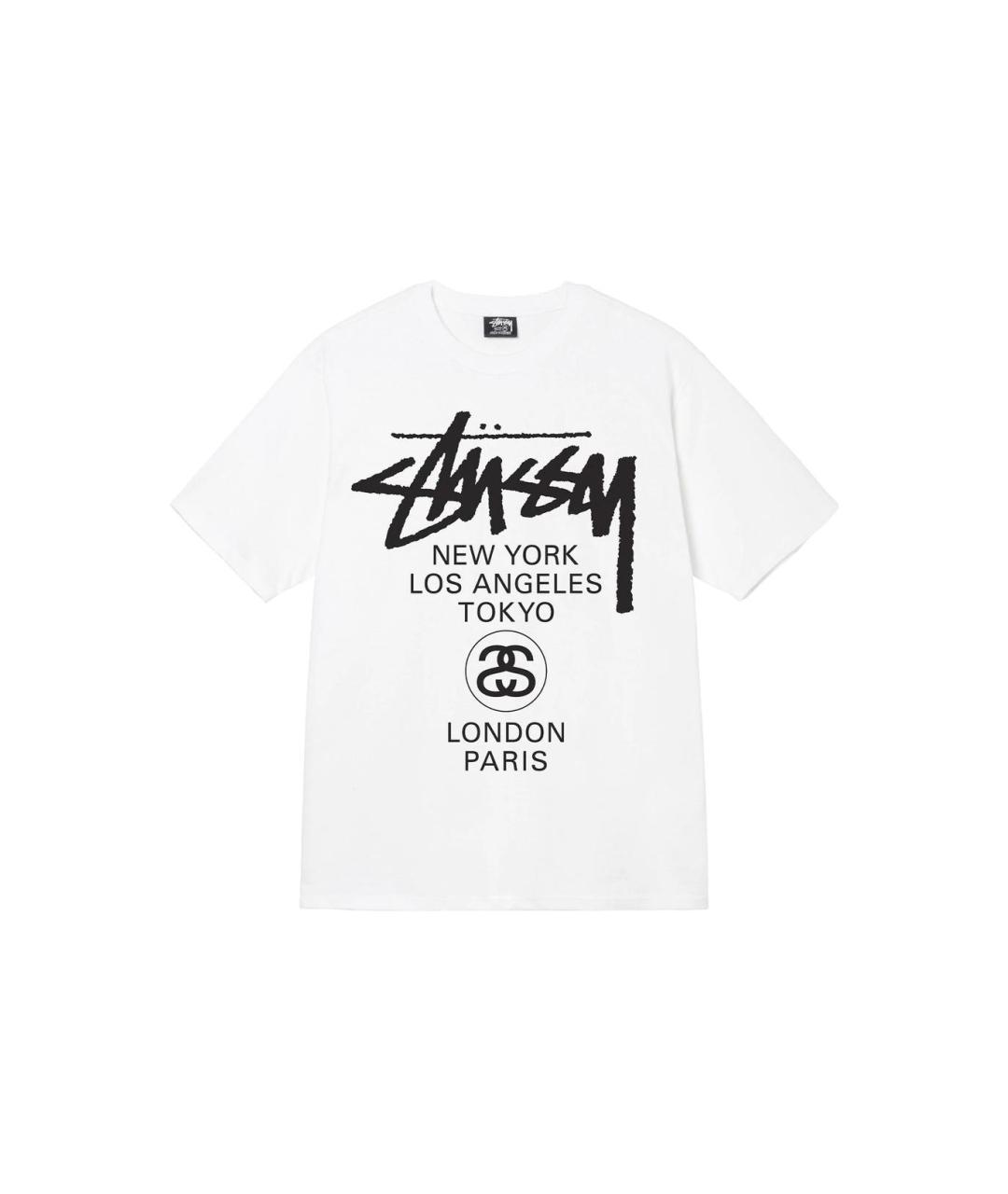 STUSSY Белая хлопковая футболка, фото 1