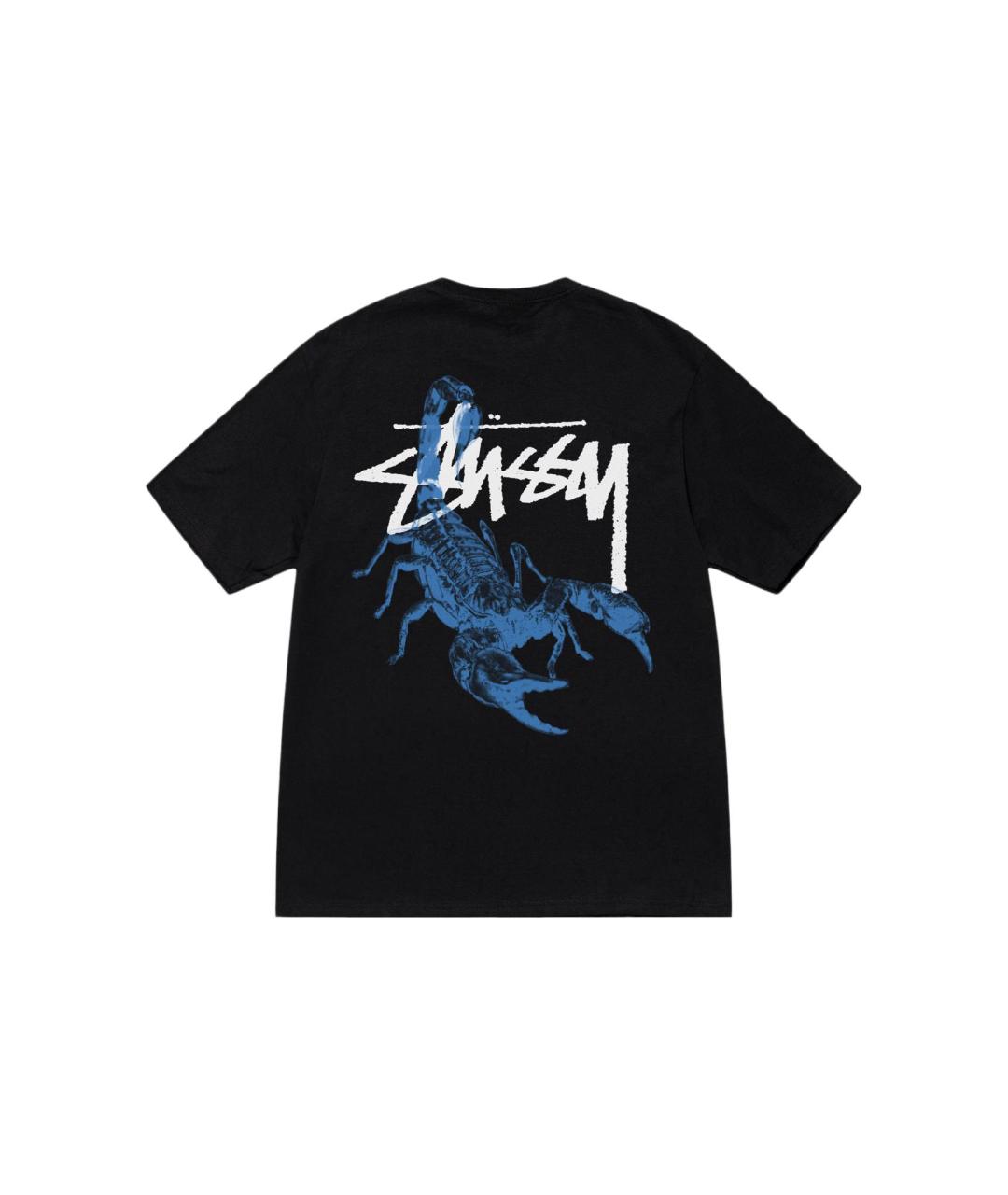 STUSSY Черная хлопковая футболка, фото 2