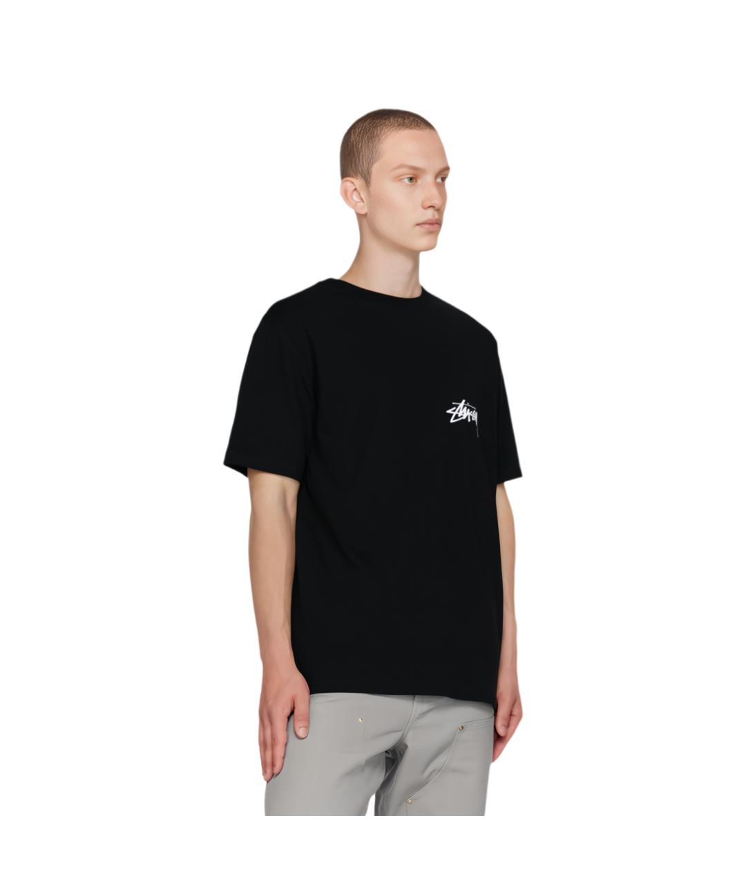 STUSSY Черная хлопковая футболка, фото 3