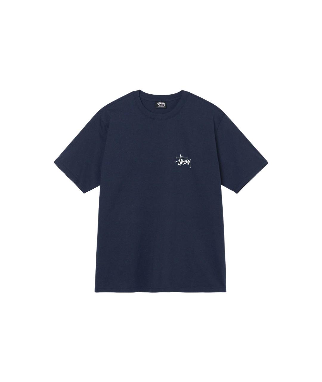 STUSSY Темно-синяя хлопковая футболка, фото 1