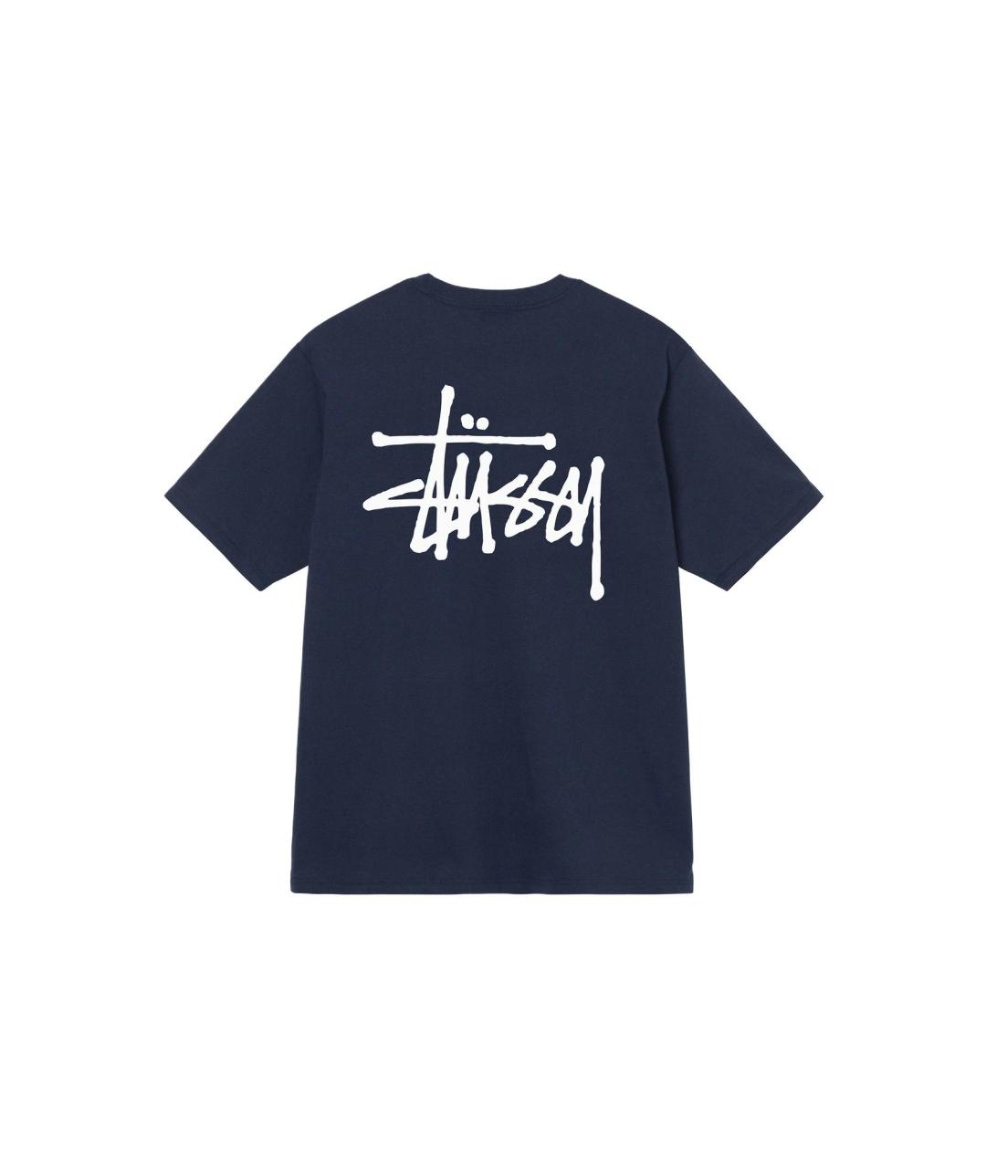 STUSSY Темно-синяя хлопковая футболка, фото 2