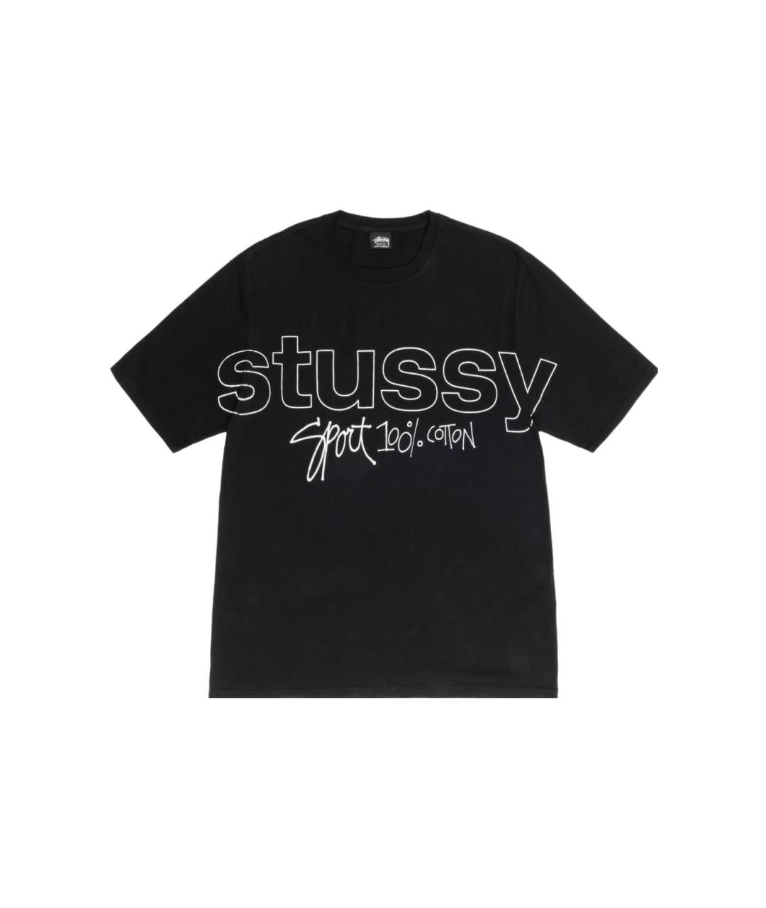 STUSSY Черная хлопковая футболка, фото 1