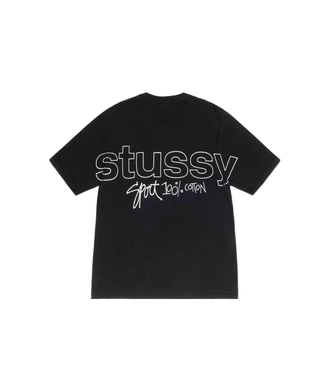 STUSSY Черная хлопковая футболка, фото 2