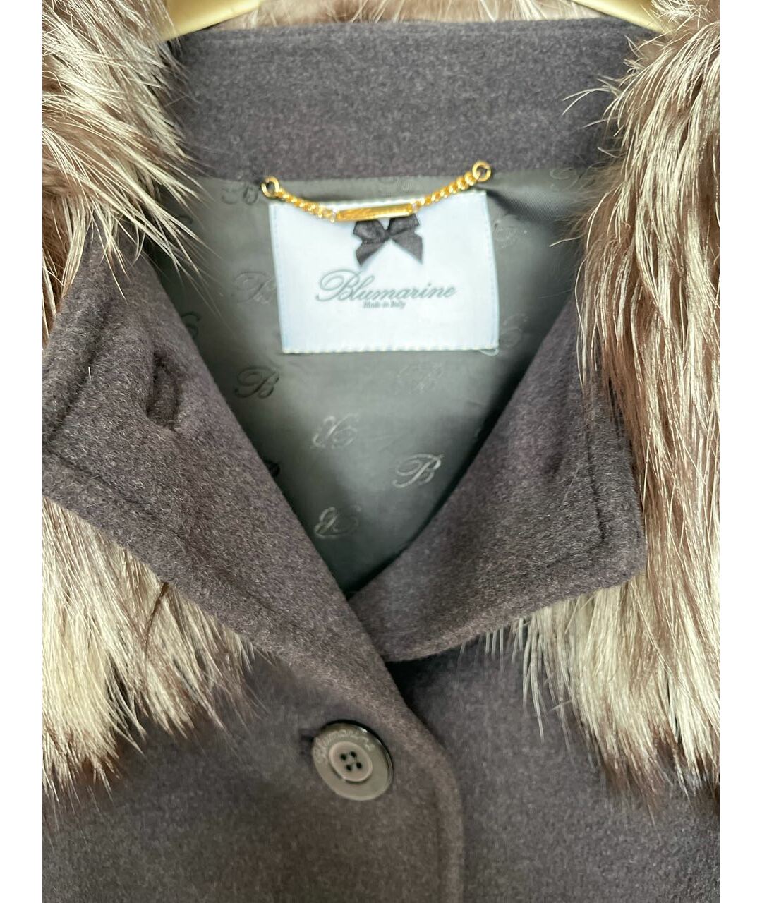 BLUMARINE Серое шерстяное пальто, фото 3