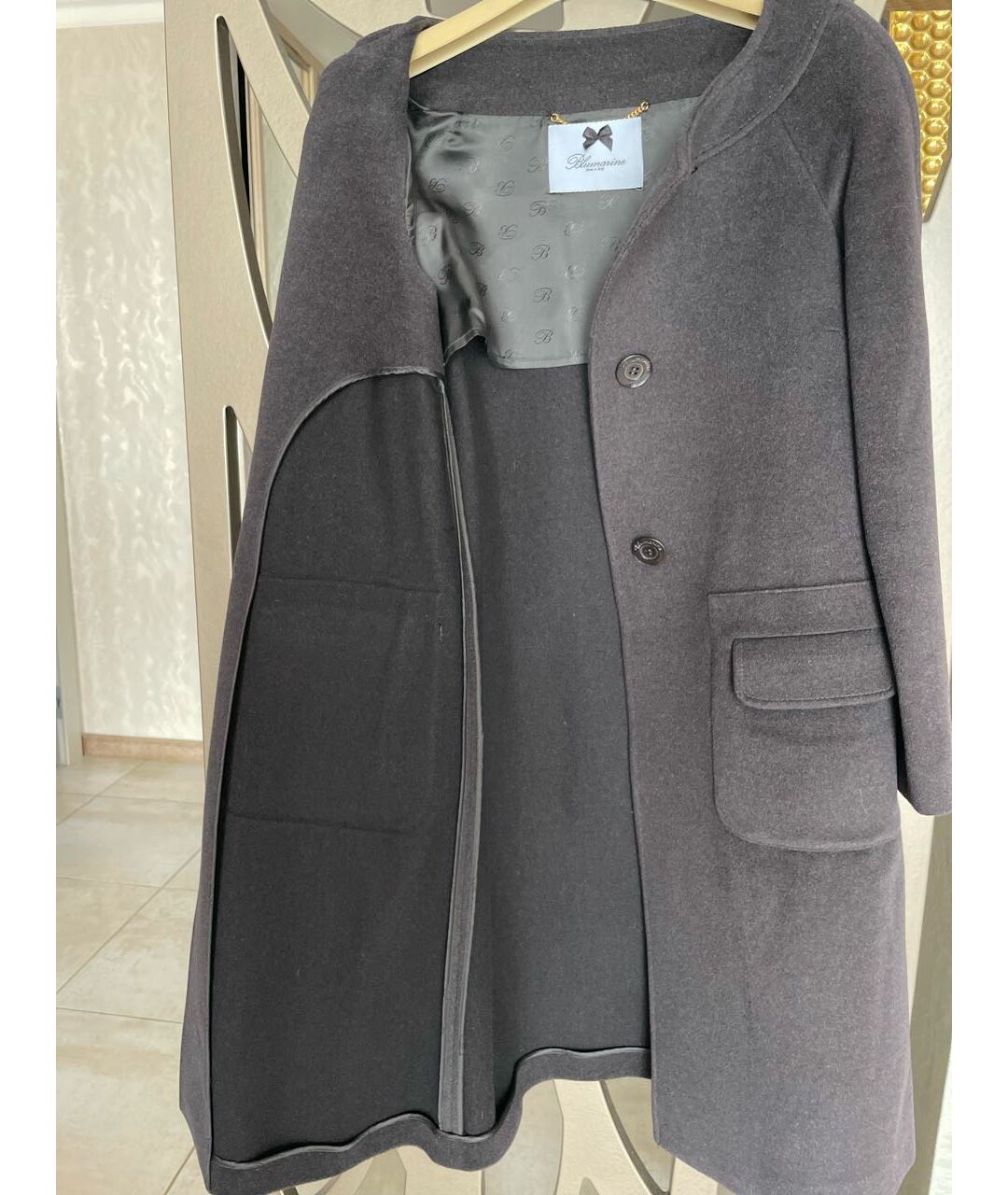 BLUMARINE Серое шерстяное пальто, фото 8