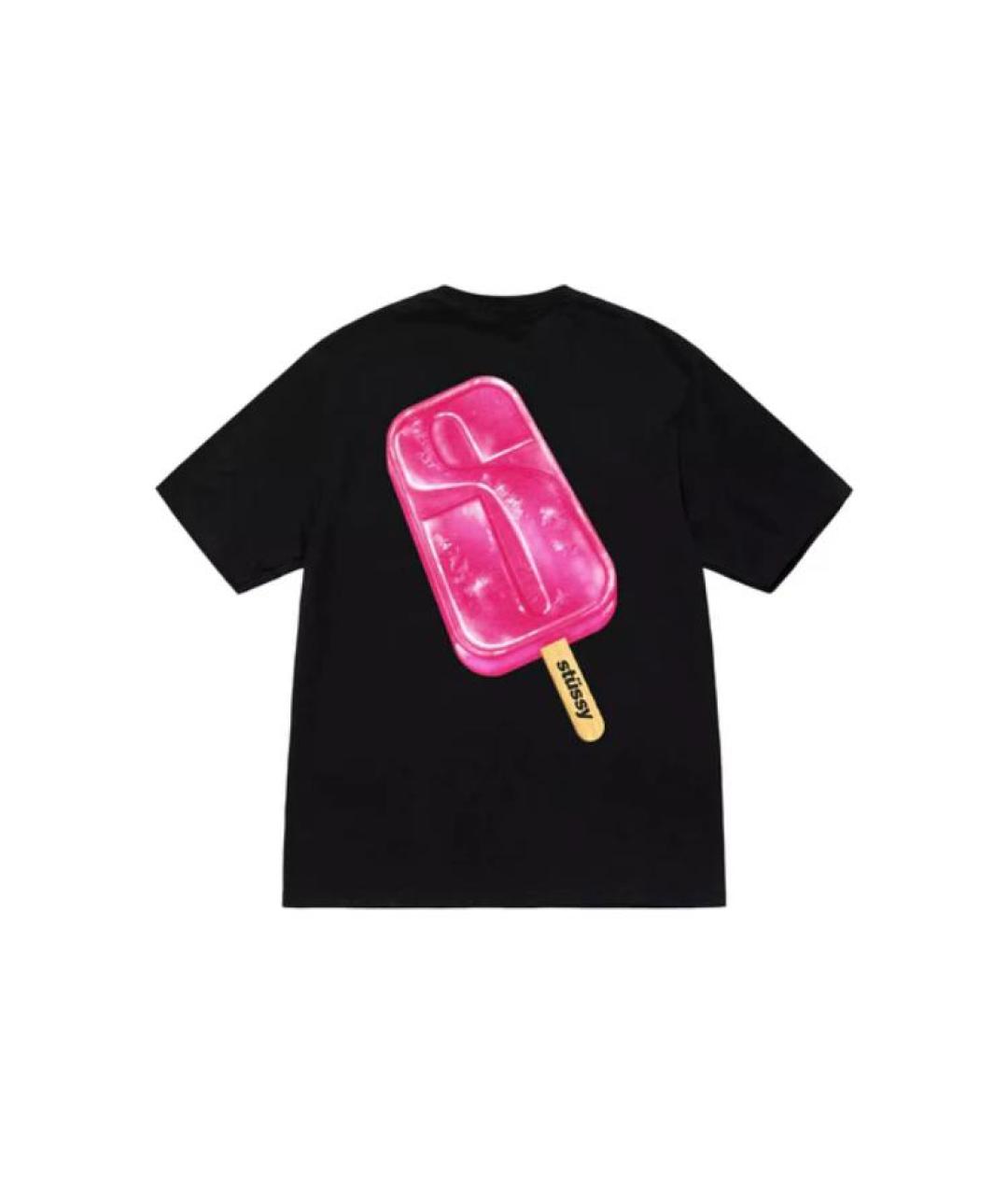 STUSSY Черная хлопковая футболка, фото 2