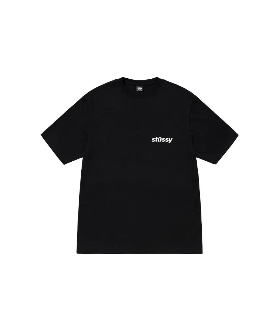 STUSSY Черная хлопковая футболка, фото 1