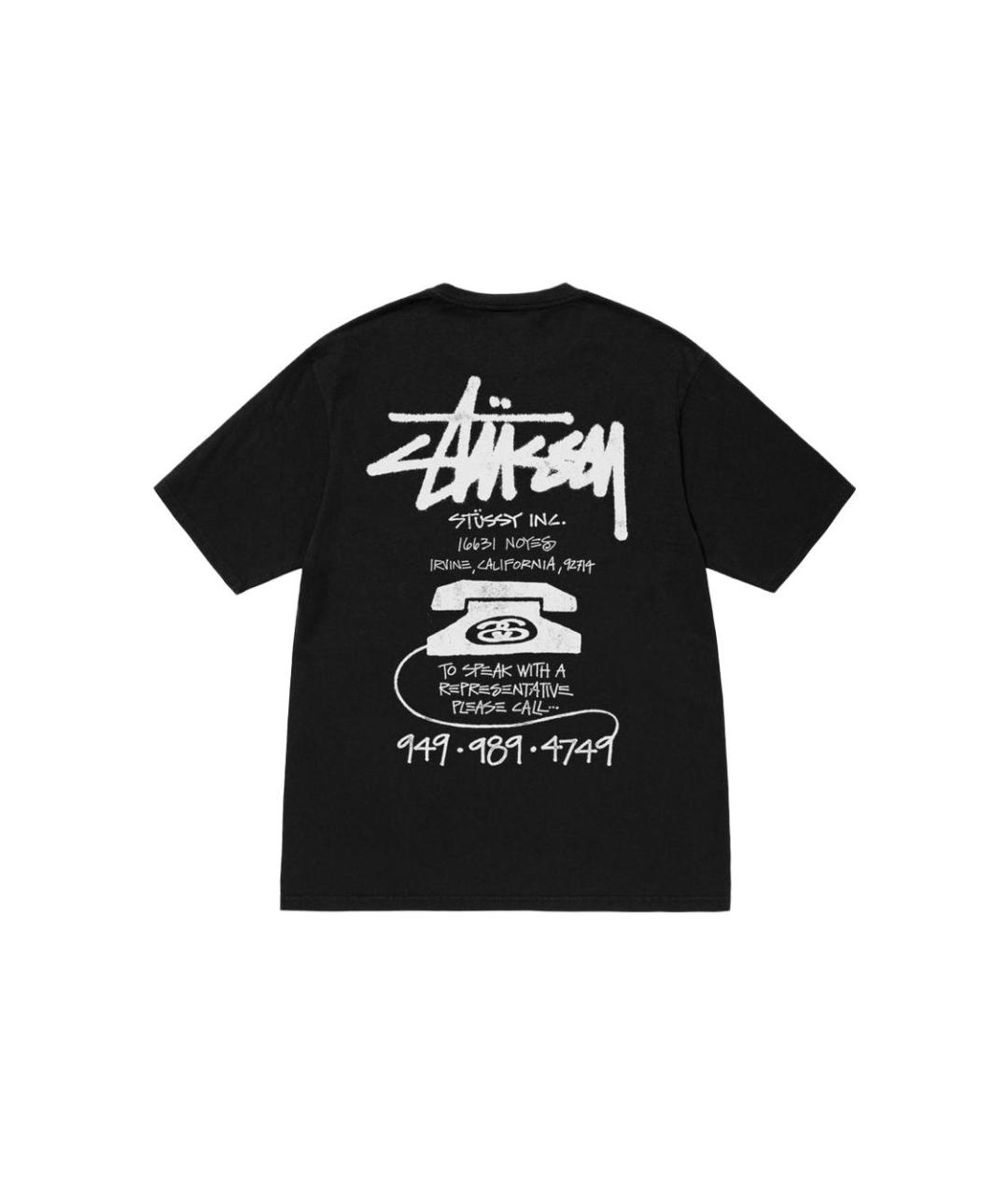 STUSSY Черная хлопковая футболка, фото 2