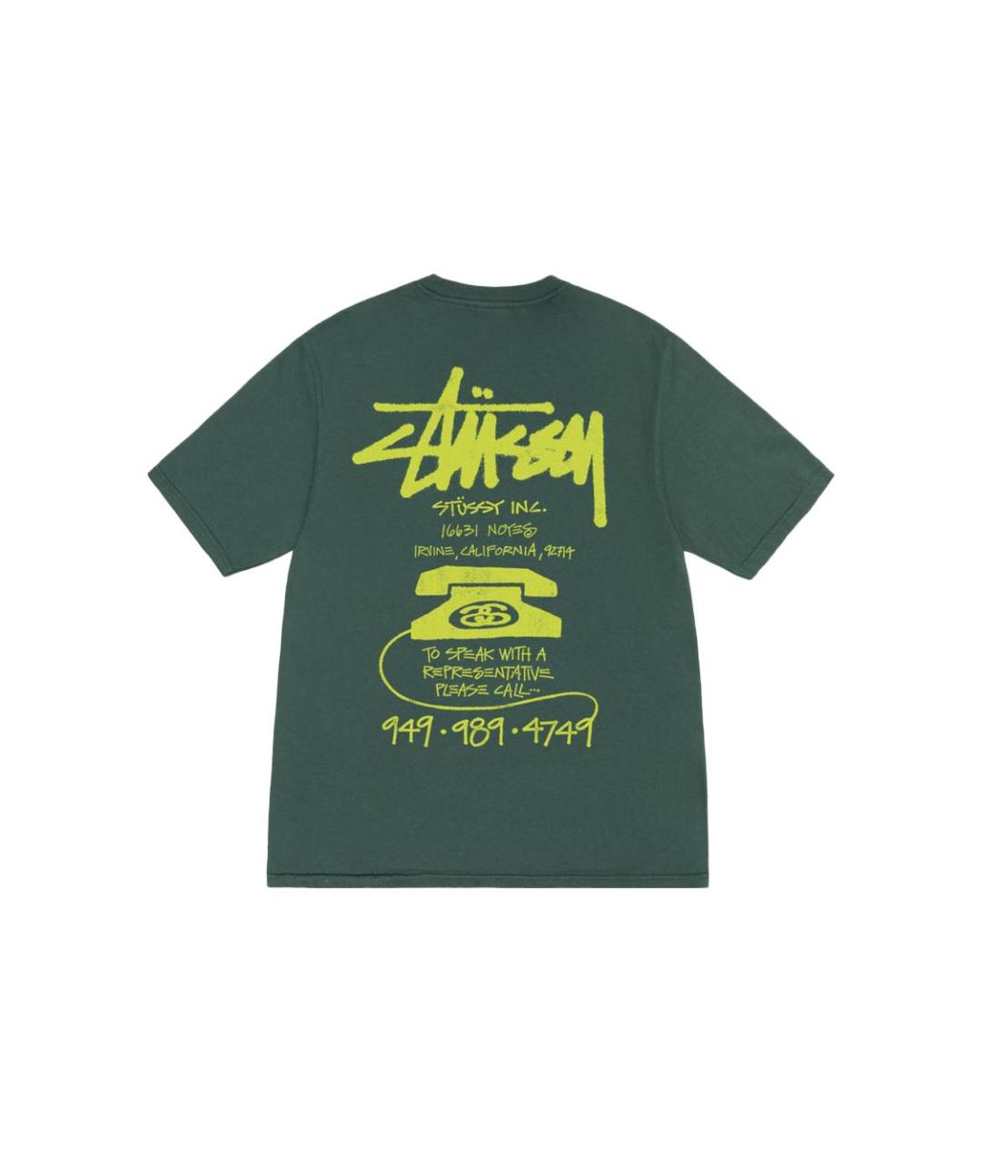 STUSSY Зеленая хлопковая футболка, фото 2
