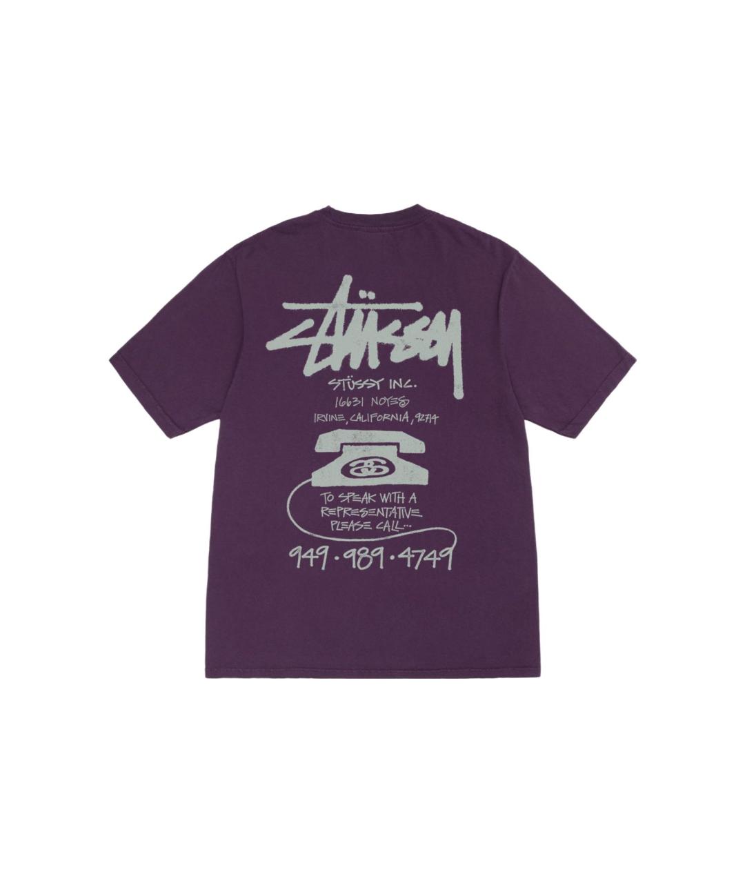 STUSSY Фиолетовая хлопковая футболка, фото 2