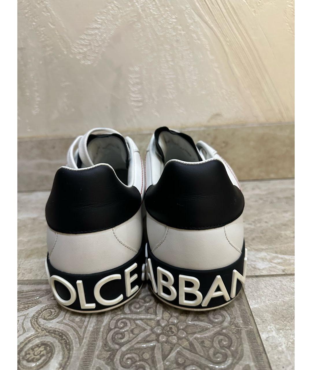 DOLCE&GABBANA Белые кожаные низкие кроссовки / кеды, фото 3