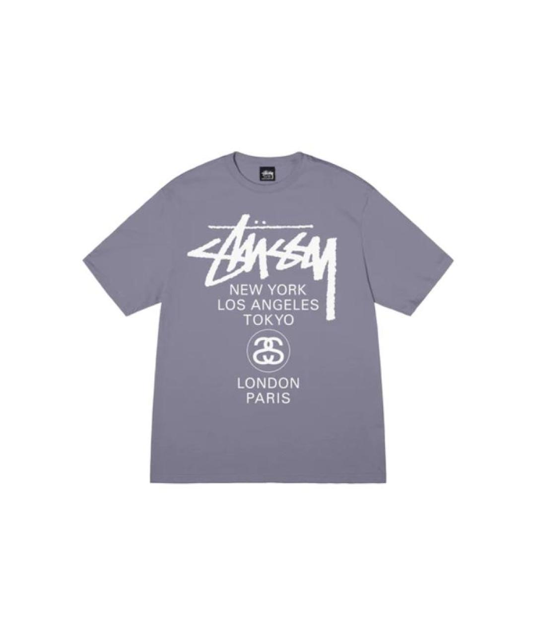 STUSSY Фиолетовая хлопковая футболка, фото 1