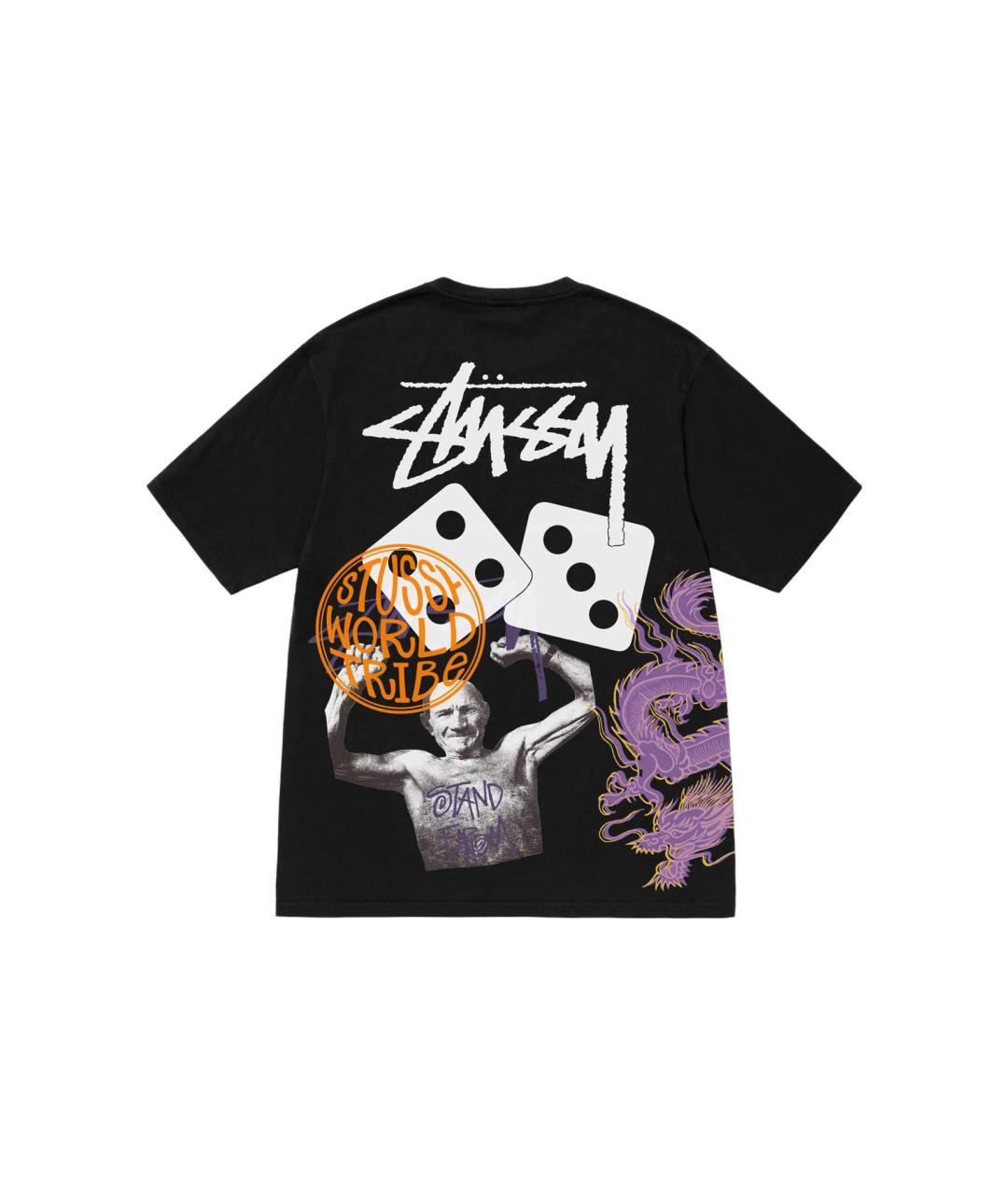 STUSSY Черная хлопковая футболка, фото 2