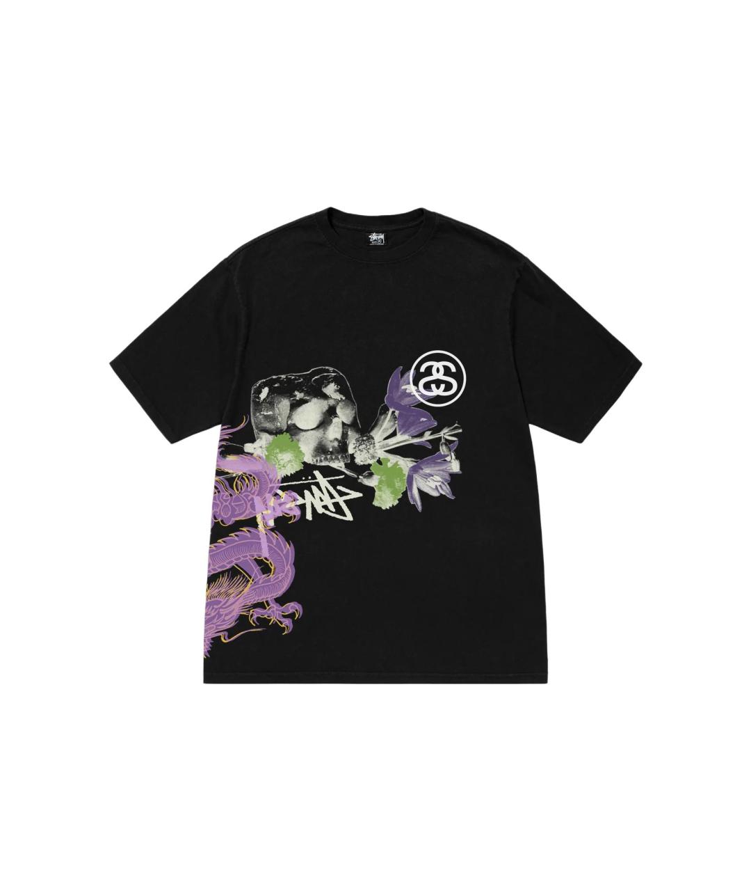 STUSSY Черная хлопковая футболка, фото 1