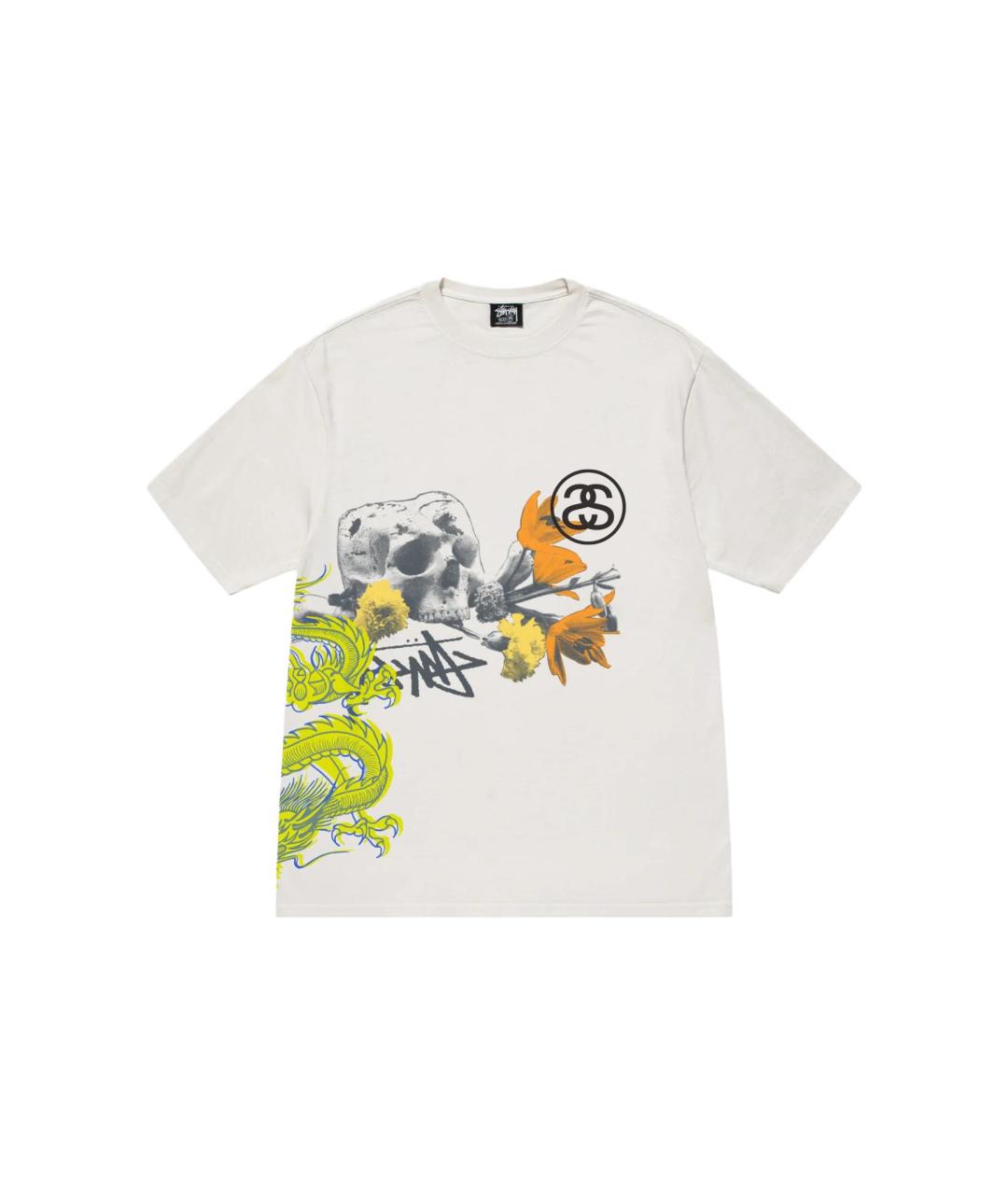 STUSSY Бежевая хлопковая футболка, фото 1