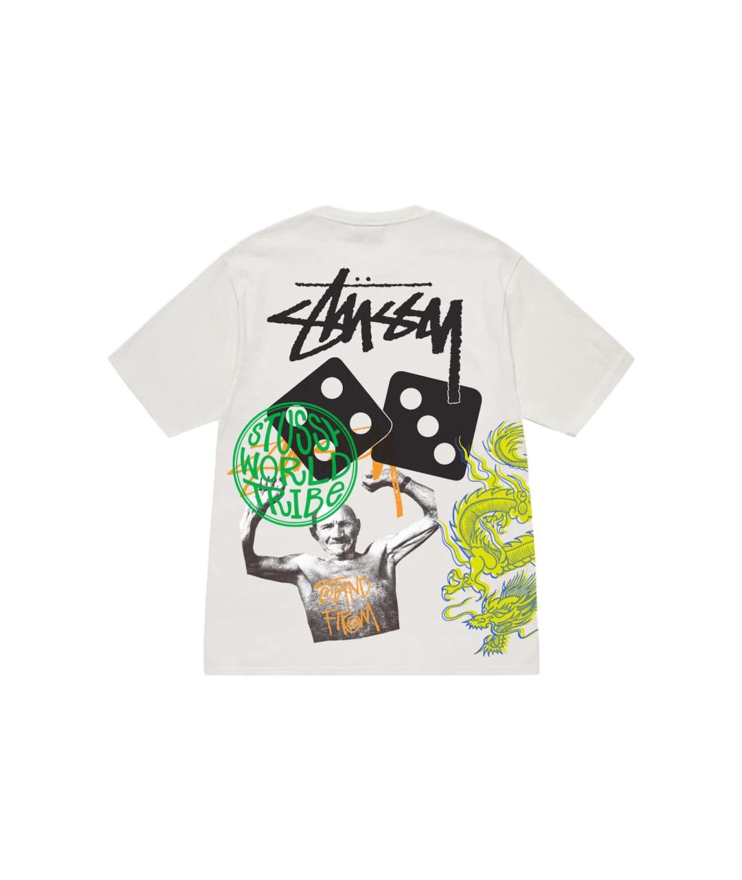 STUSSY Бежевая хлопковая футболка, фото 2