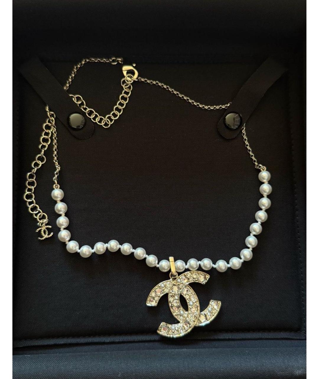 CHANEL Белое латунное колье, фото 2