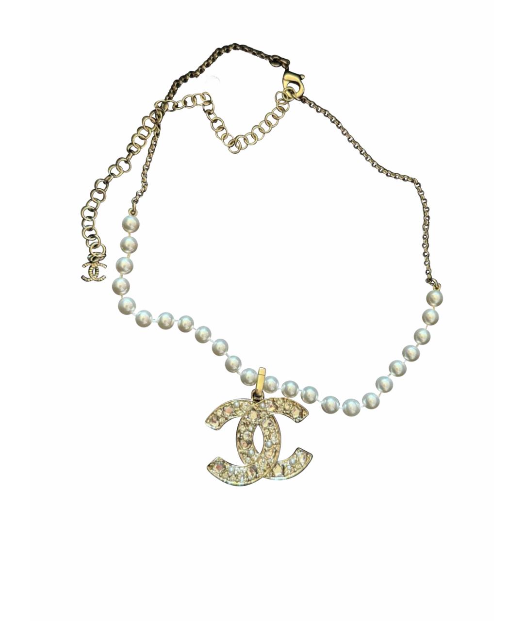 CHANEL Белое латунное колье, фото 1