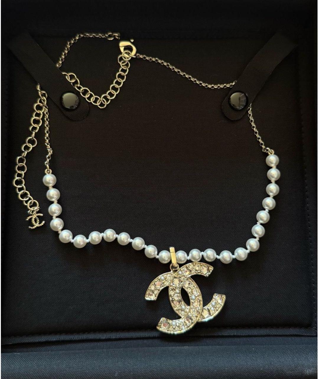 CHANEL Белое латунное колье, фото 3