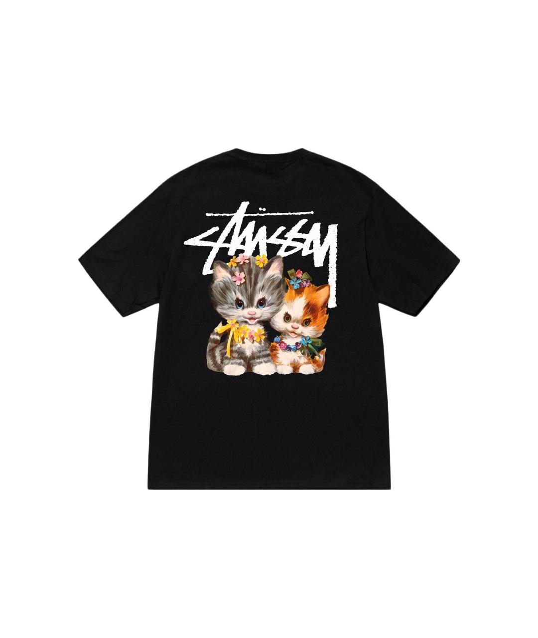 STUSSY Черная хлопковая футболка, фото 2