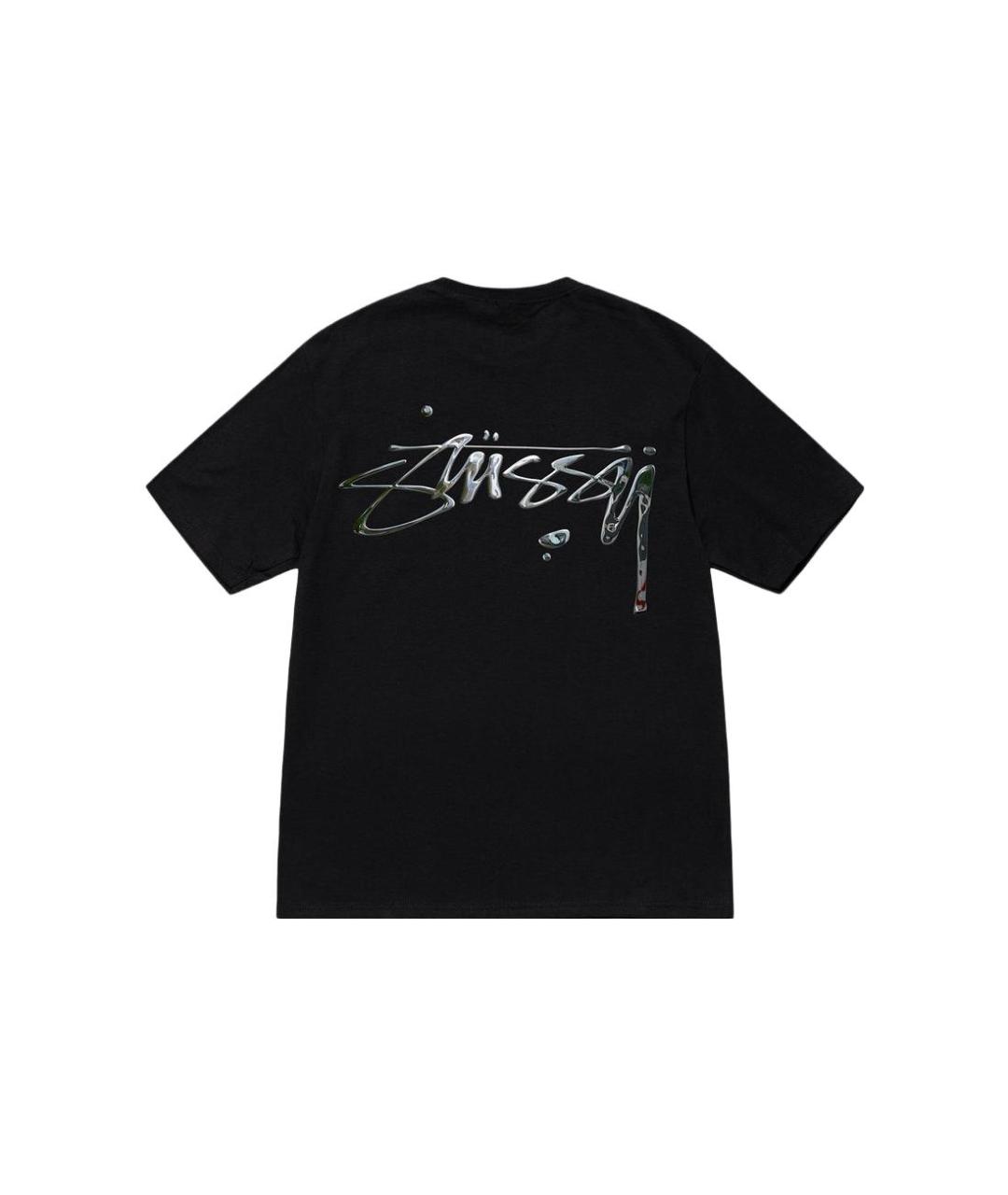 STUSSY Черная хлопковая футболка, фото 2