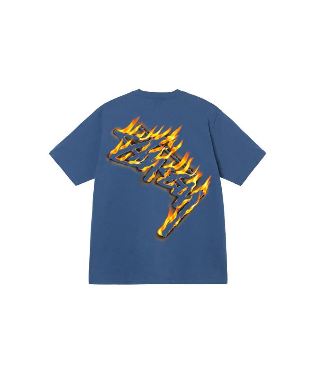 STUSSY Синяя хлопковая футболка, фото 2