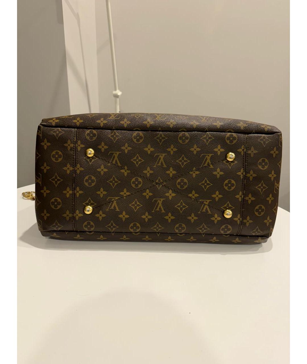 LOUIS VUITTON Коричневая кожаная сумка через плечо, фото 7