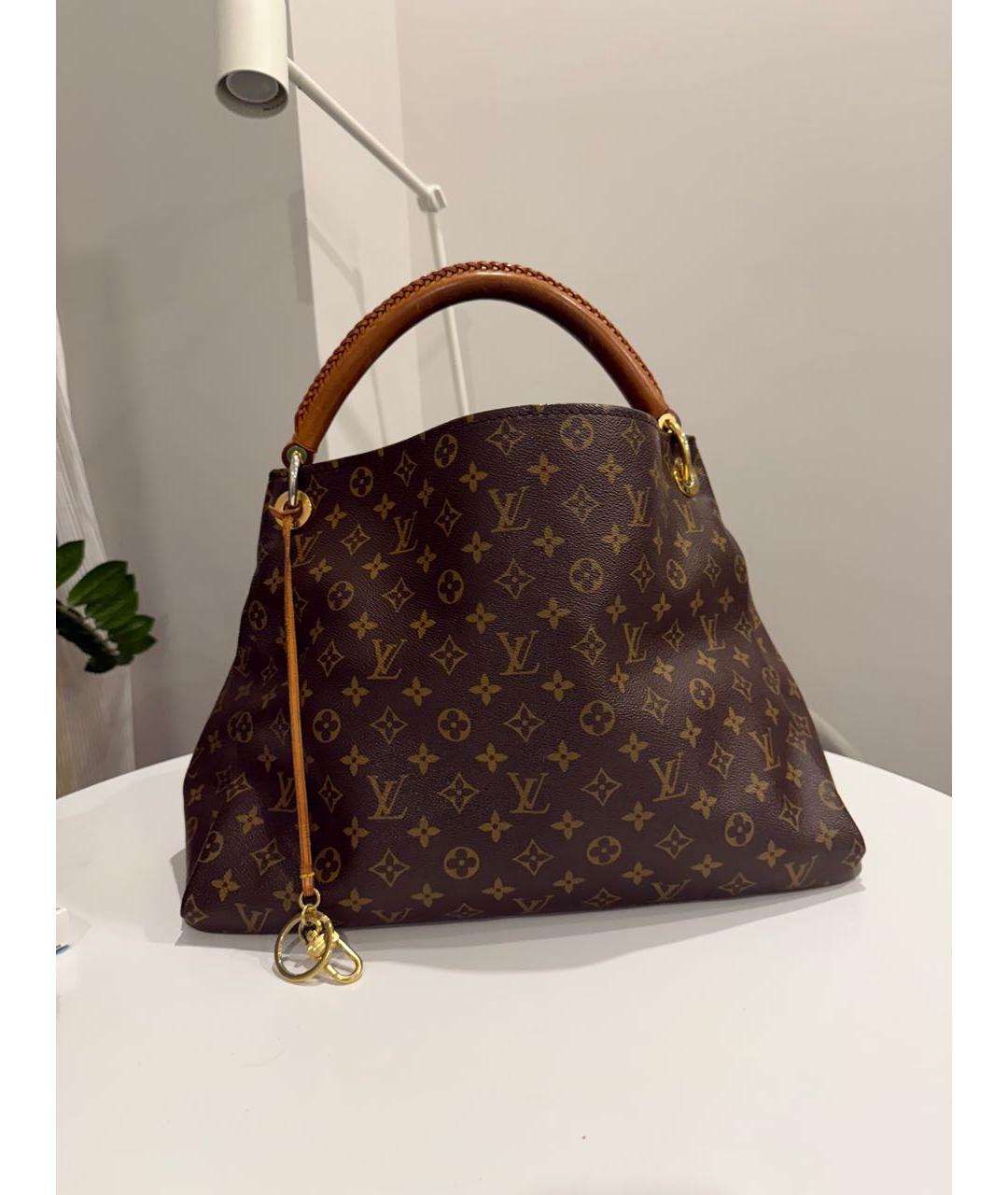 LOUIS VUITTON Коричневая кожаная сумка через плечо, фото 9