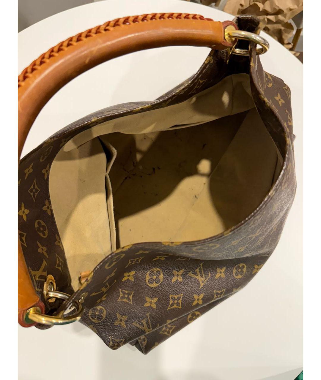 LOUIS VUITTON Коричневая кожаная сумка через плечо, фото 4