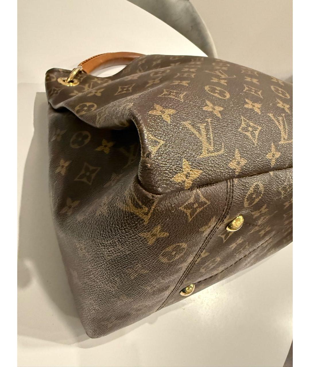 LOUIS VUITTON Коричневая кожаная сумка через плечо, фото 5