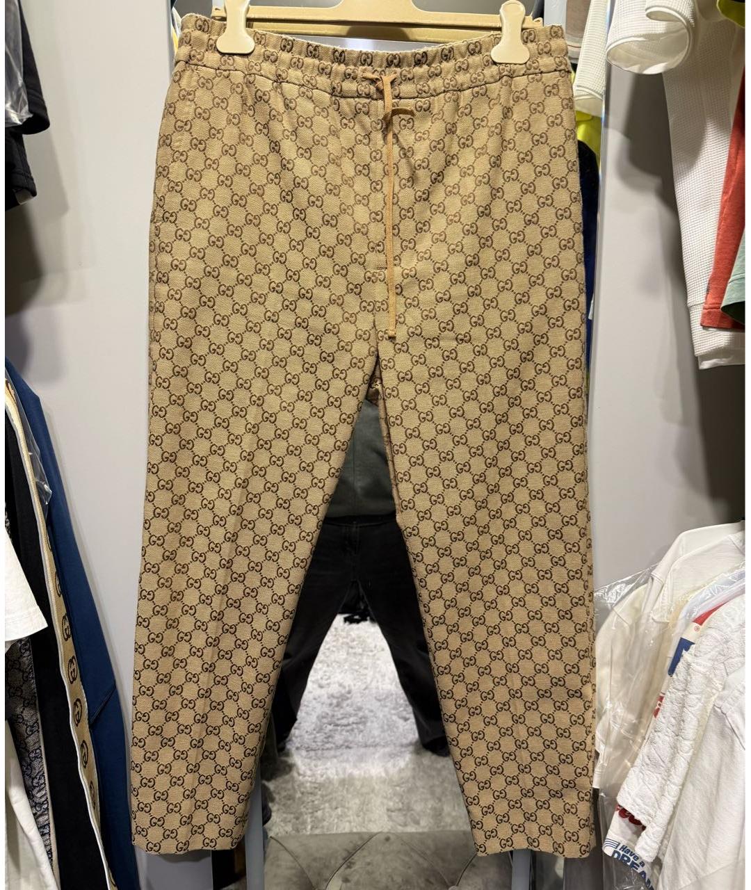 GUCCI Золотые повседневные брюки, фото 5